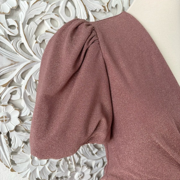 {Saylor} Deb Stretch Metallic Mini Dress, Rose, Size S - Picture 4 of 9